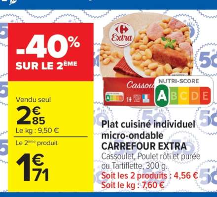 Plat cuisiné individuel micro-ondable CARREFOUR EXTRA