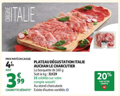 Plateau Dégustation Italie Auchan Le Charcutier