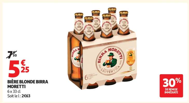 BIÈRE BLONDE BIRRA MORETTI