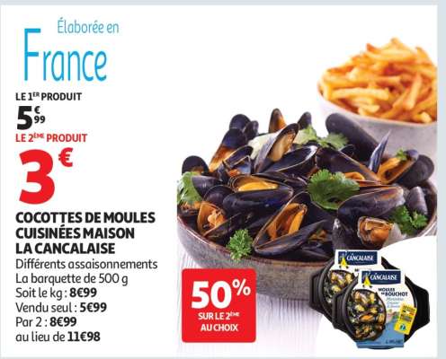 COCOTTES DE MOULES CUISINÉES MAISON LA CANCAILAISE