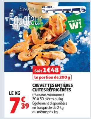 Crevettes Entières Cuites Réfrigérées