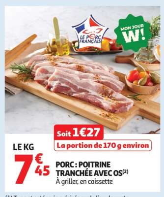 Porc : Poitrine Tranchée Avec Os