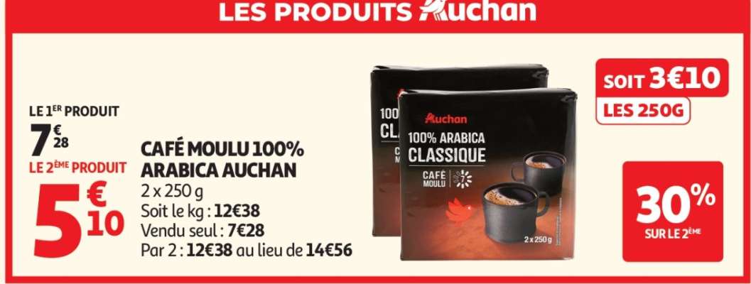 Café Moulu 100% Arabica Auchan