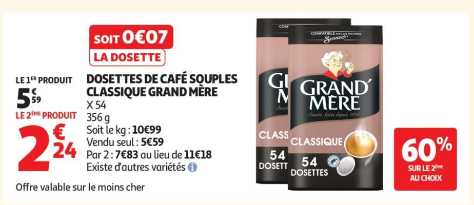 DOSETTES DE CAFÉ SOUPLES CLASSIQUE GRAND MÈRE