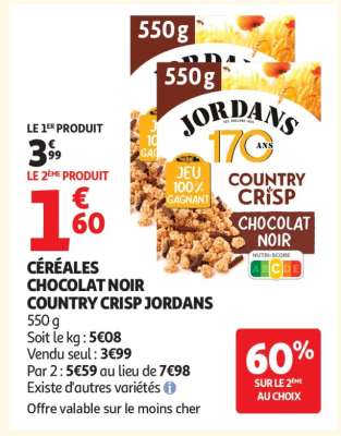 CÉRÉALES CHOCOLAT NOIR COUNTRY CRISP JORDANS