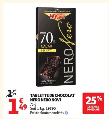 TABLETTE DE CHOCOLAT NERO NERO NOVI