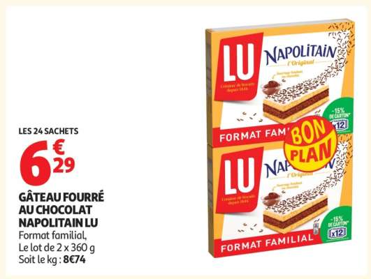 GÂTEAU FOURRÉ AU CHOCOLAT NAPOLITAIN LU
