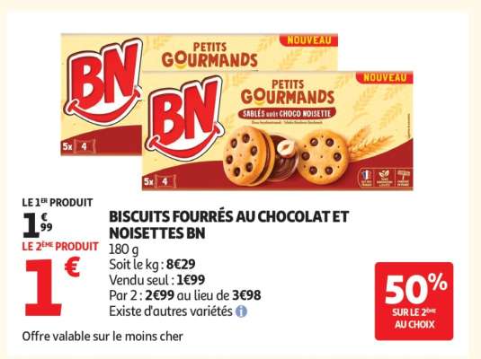 BISCUITS FOURRÉS AU CHOCOLAT ET NOISETTES BN