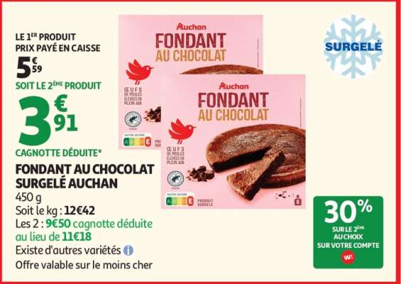 FONDANT AU CHOCOLAT SURGELÉ AUCHAN
