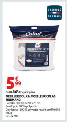 OREILLER DOUX & MOELLEUX COLAS NORMAND