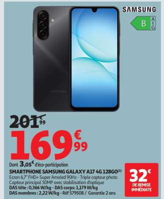 SMARTPHONE SAMSUNG GALAXY A17 4G 128GO