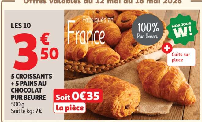 5 Croissants + 5 Pains Au Chocolat Pur Beurre
