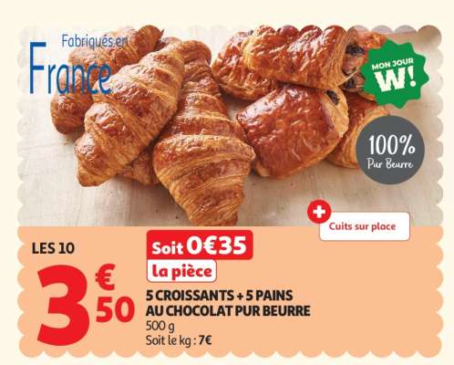 5 Croissants + 5 Pains Au Chocolat Pur Beurre