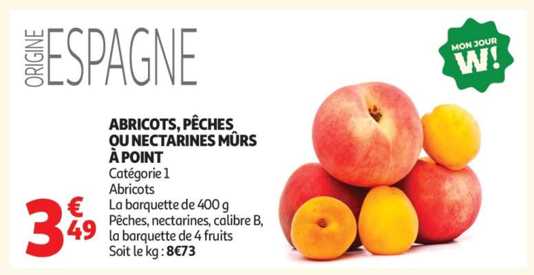Abricots, pêches ou nectarines mûrs à point