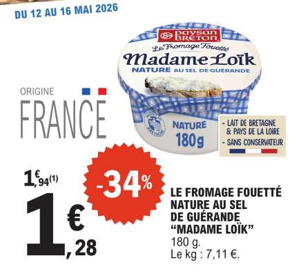 LE FROMAGE FOUETTÉ NATURE AU SEL DE GUÉRANDE “MADAME LOÏK”