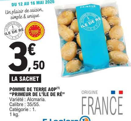 POMME DE TERRE AOP "PRIMEUR DE L’ÎLE DE RÉ"