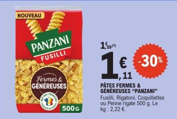 Pâtes "Fermes & Généreuses" PANZANI