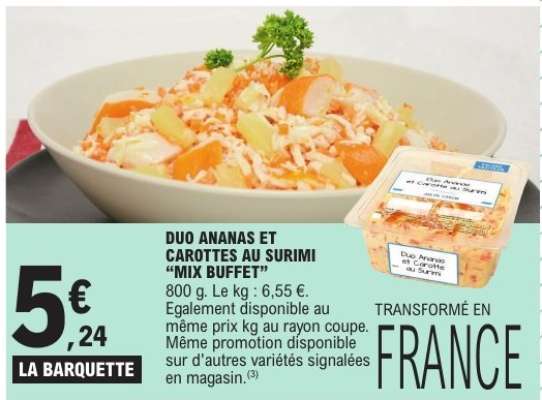 DUO ANANAS ET CAROTTES AU SURIMI “MIX BUFFET”