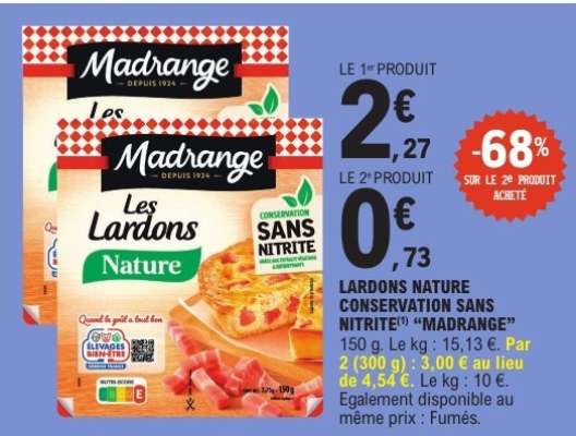 Lardons Nature Conservation Sans Nitrite 'Madrange'