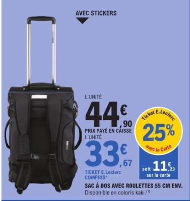 SAC À DOS AVEC ROULETTES 55 CM ENV.