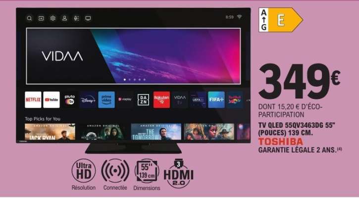 TOSHIBA TV QLED 55QA5D63DG 55" (POUCES) 139 CM
