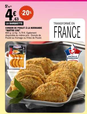 Cordon de Poulet à la Normande "Maître Coq"