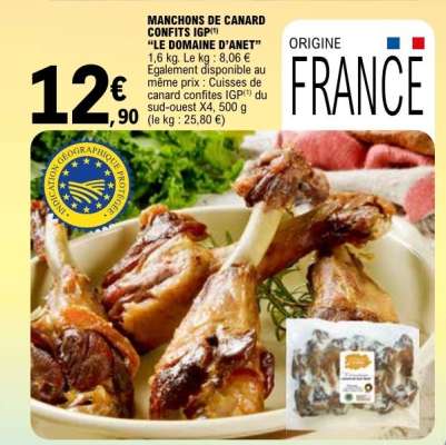 MANCHONS DE CANARD CONFITS IGP