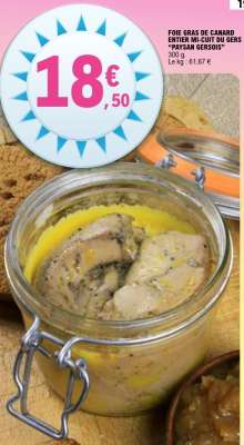 FOIE GRAS DE CANARD ENTIER MI-CUIT DU GERS "PAYSAN GERSOIS"