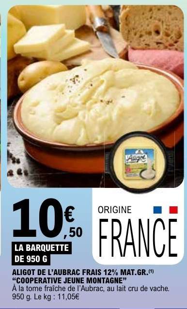 ALIGOT DE L'AUBRAC FRAIS 12% MAT.GR.