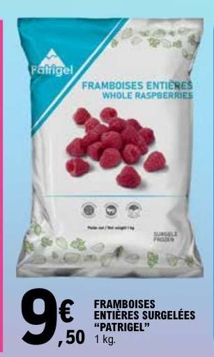 FRAMBOISES ENTIÈRES SURGELÉES "PATRIGEL"