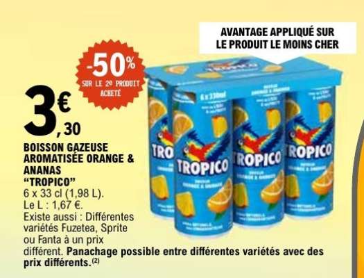 BOISSON GAZEUSE AROMATISÉE ORANGE & ANANAS “TROPICO”