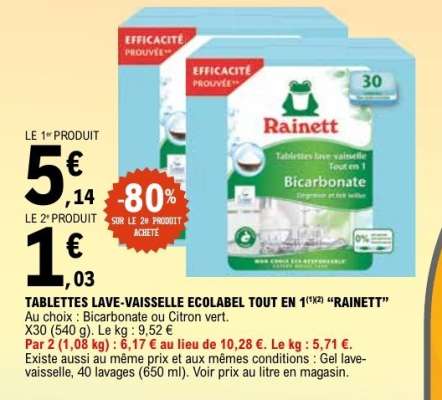 TABLETTES LAVE-VAISSELLE ECOLABEL TOUT EN 1 “RAINETT”
