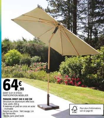 PARASOL DROIT 240 X 240 CM