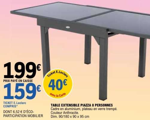 TABLE EXTENSIBLE PIAZZA 8 PERSONNES