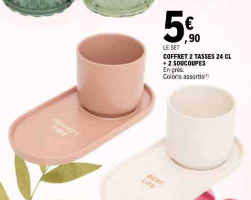 COFFRET 2 TASSES 24 CL + 2 SOUCOUPES