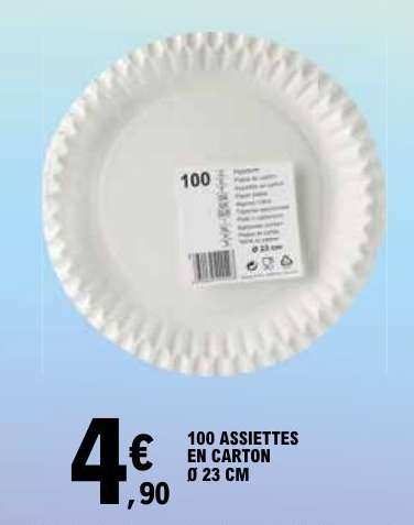 100 ASSIETTES EN CARTON Ø 23 CM