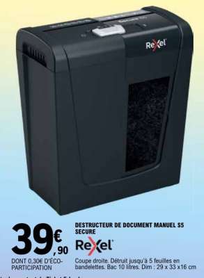 DESTRUCTEUR DE DOCUMENT MANUEL S5 SECURE