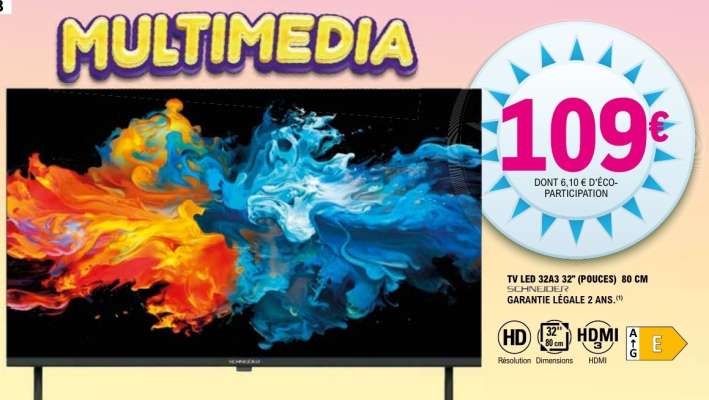 TV LED 32A3 32" (POUCES) 80 CM
