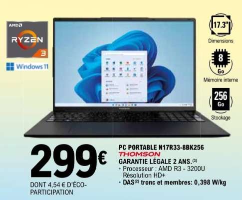PC PORTABLE N17R33-8BK256 THOMSON