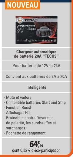 Chargeur automatique de batterie 20A 'TECH9'