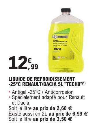 LIQUIDE DE REFROIDISSEMENT -25°C RENAULT/DACIA 5L "TECH9"