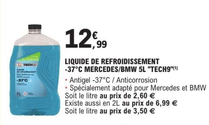 LIQUIDE DE REFROIDISSEMENT -37°C MERCEDES/BMW 5L "TECH9"