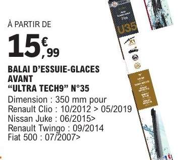 BALAI D’ESSUIE-GLACES AVANT “ULTRA TECH9” N°35