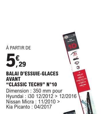 Balai d'essuie-glaces avant 'Classic Tech9' N°10