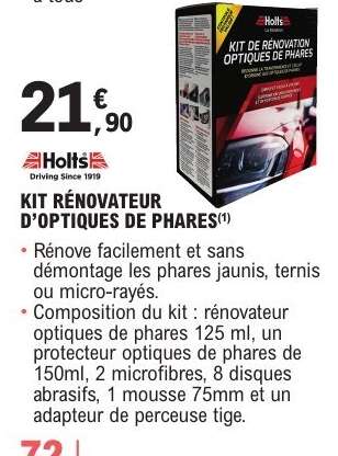 KIT RÉNOVATEUR D’OPTIQUES DE PHARES