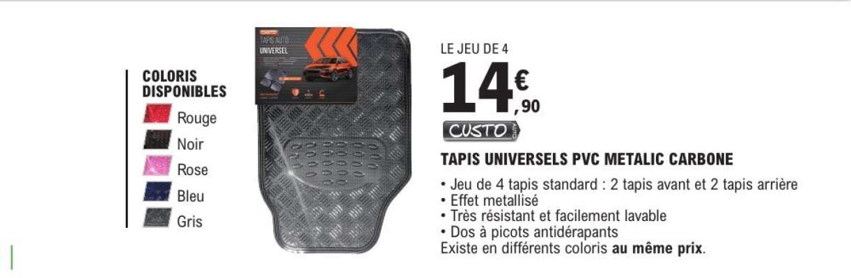 TAPIS UNIVERSELS PVC METALIC CARBONE