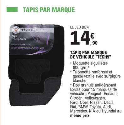 TAPIS PAR MARQUE DE VÉHICULE 'TECH9'