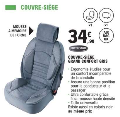 COUVRE-SIÈGE GRAND CONFORT GRIS