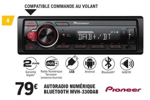 Autoradio Numérique Bluetooth MVH-330DAB