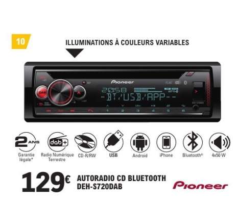 Pioneer Autoradio CD Bluetooth DEH-S720DAB